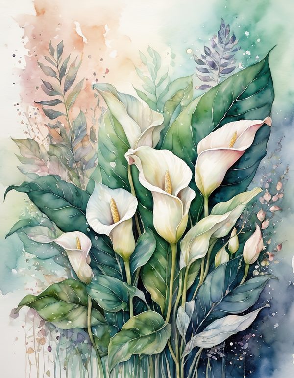Calla Lily Ivory Digital Paper: 14 Printable Pages - Watercolor Scrapbook Paper - Commercial Use — image 14