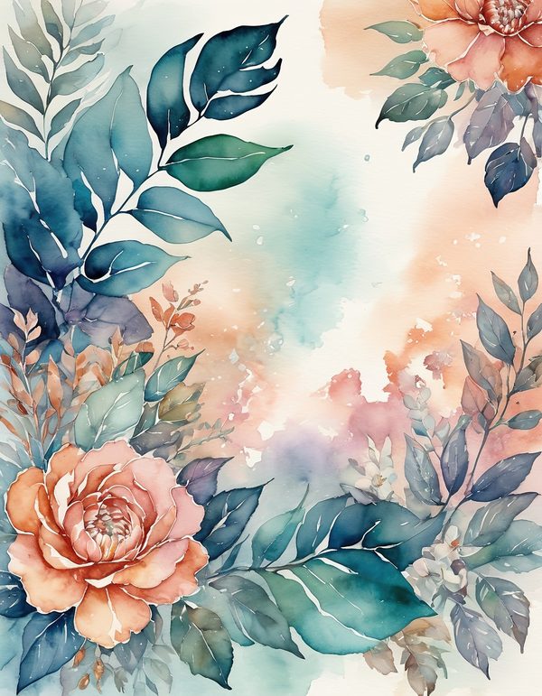 Camellia Burnt Orange Digital Paper: 14 Printable Pages - Watercolor Scrapbook Paper - Commercial Use — image 3