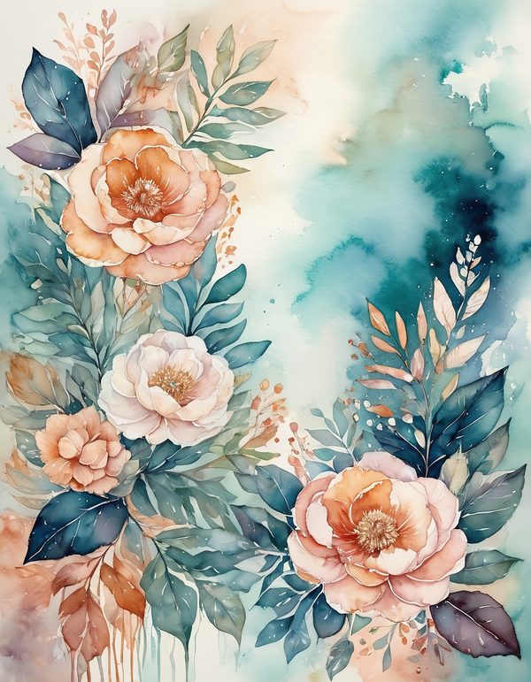 Camellia Burnt Orange Digital Paper: 14 Printable Pages - Watercolor Scrapbook Paper - Commercial Use — image 8