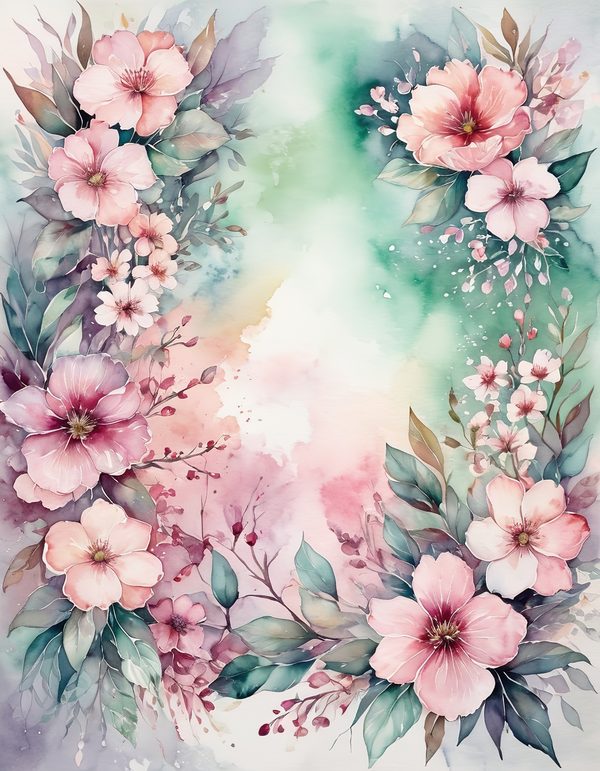 Cherry Blossom Pink Digital Paper: 13 Printable Pages - Watercolor Scrapbook Paper - Commercial Use — image 3