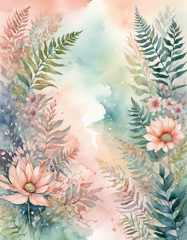 Cosmos Pastel Coral Digital Paper: 13 Printable Pages - Watercolor Scrapbook Paper - Commercial Use — image 3
