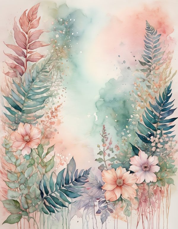 Cosmos Pastel Coral Digital Paper: 13 Printable Pages - Watercolor Scrapbook Paper - Commercial Use — image 5