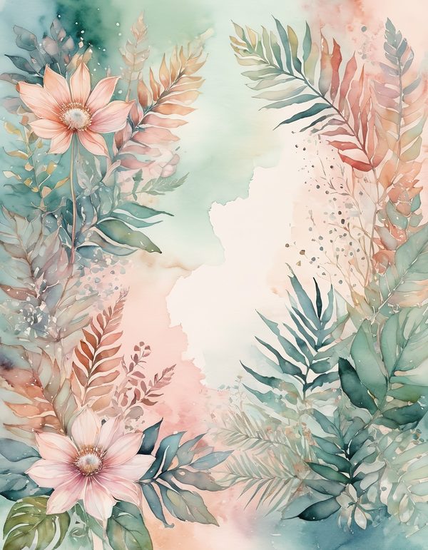 Cosmos Pastel Coral Digital Paper: 13 Printable Pages - Watercolor Scrapbook Paper - Commercial Use — image 7