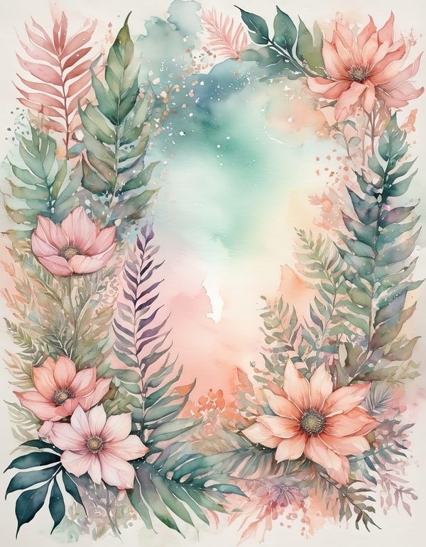 Cosmos Pastel Coral Digital Paper: 13 Printable Pages - Watercolor Scrapbook Paper - Commercial Use — image 8