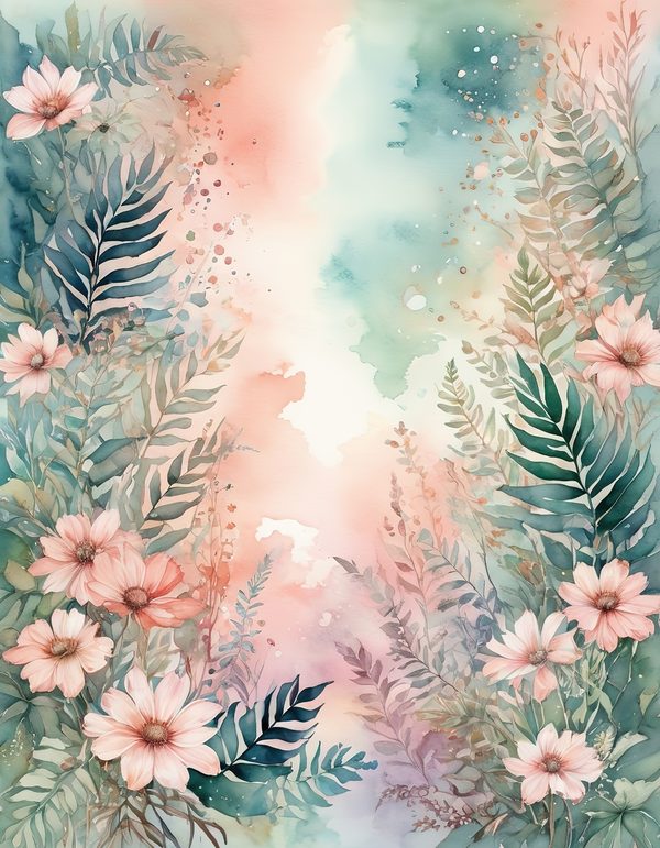 Cosmos Pastel Coral Digital Paper: 13 Printable Pages - Watercolor Scrapbook Paper - Commercial Use — image 9