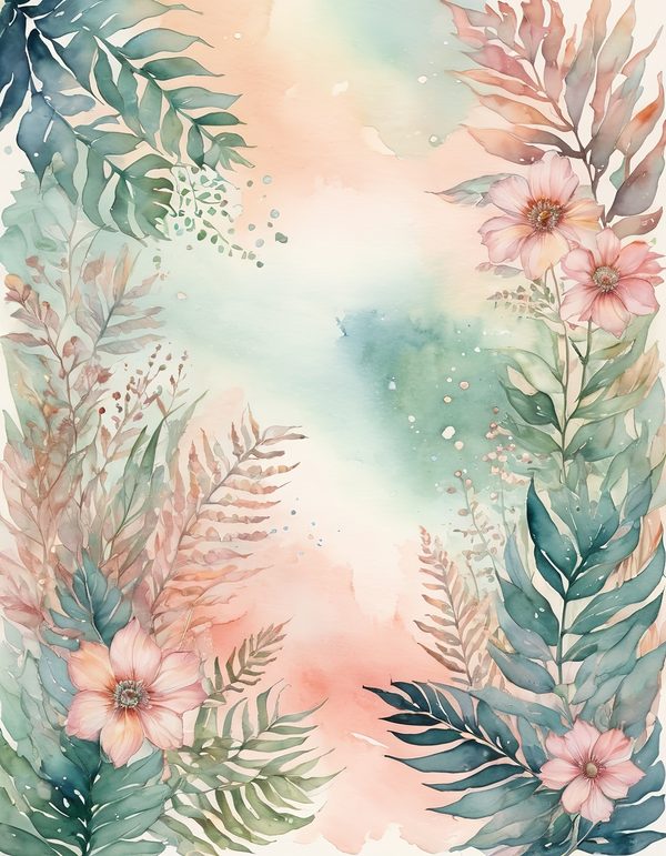 Cosmos Pastel Coral Digital Paper: 13 Printable Pages - Watercolor Scrapbook Paper - Commercial Use — image 10