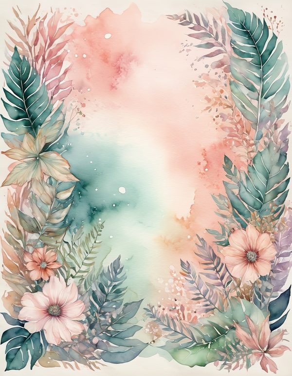 Cosmos Pastel Coral Digital Paper: 13 Printable Pages - Watercolor Scrapbook Paper - Commercial Use — image 11