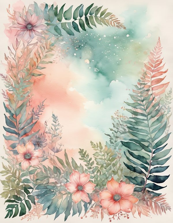 Cosmos Pastel Coral Digital Paper: 13 Printable Pages - Watercolor Scrapbook Paper - Commercial Use — image 13