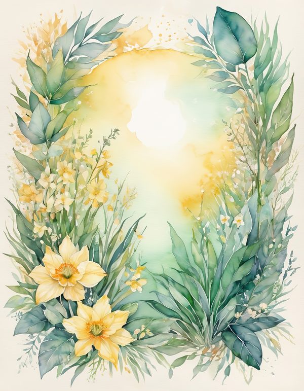 Daffodil Yellow White Digital Paper: 14 Printable Pages - Watercolor Scrapbook Paper - Commercial Use — image 4