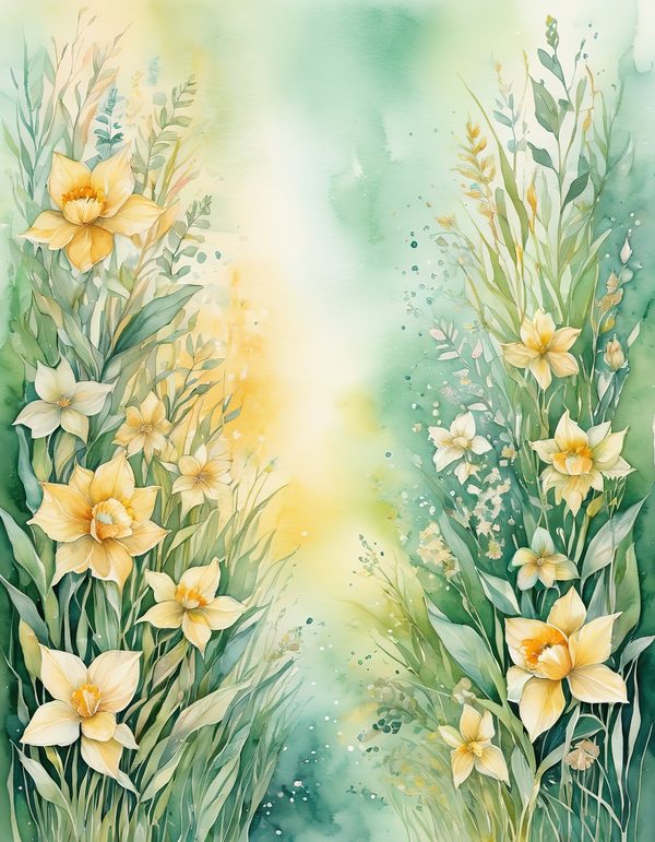 Daffodil Yellow White Digital Paper: 14 Printable Pages - Watercolor Scrapbook Paper - Commercial Use — image 11