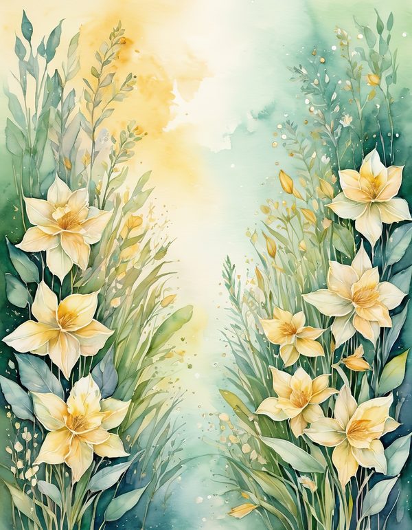 Daffodil Yellow White Digital Paper: 14 Printable Pages - Watercolor Scrapbook Paper - Commercial Use — image 12
