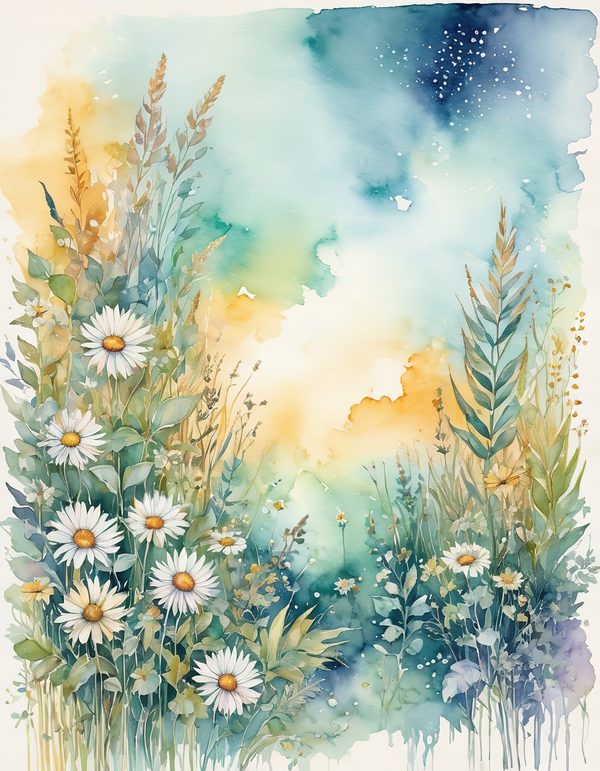 Daisy Yellow White Digital Paper: 14 Printable Pages - Watercolor Scrapbook Paper - Commercial Use — image 3