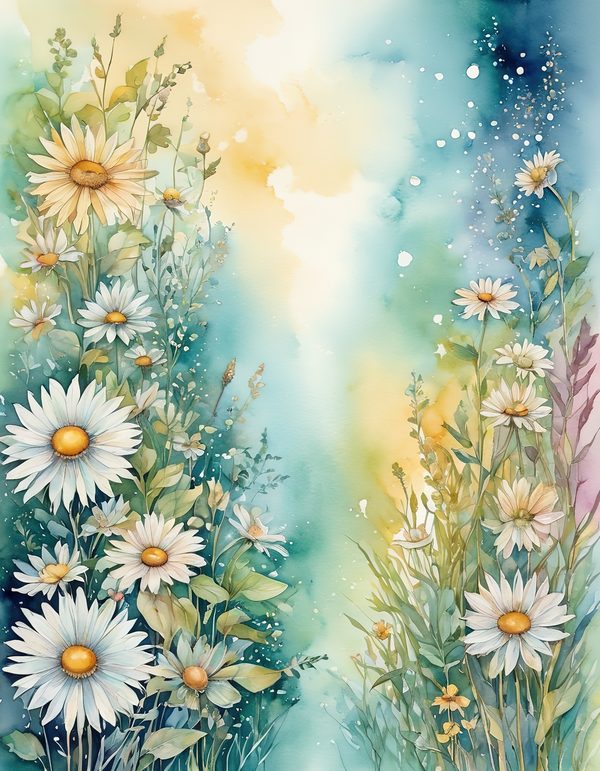 Daisy Yellow White Digital Paper: 14 Printable Pages - Watercolor Scrapbook Paper - Commercial Use — image 4