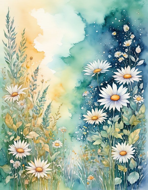 Daisy Yellow White Digital Paper: 14 Printable Pages - Watercolor Scrapbook Paper - Commercial Use — image 5