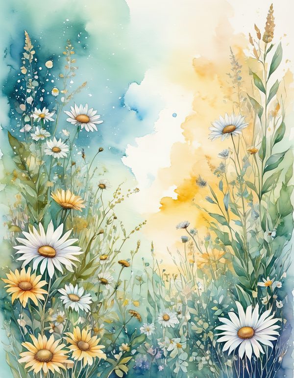 Daisy Yellow White Digital Paper: 14 Printable Pages - Watercolor Scrapbook Paper - Commercial Use — image 7