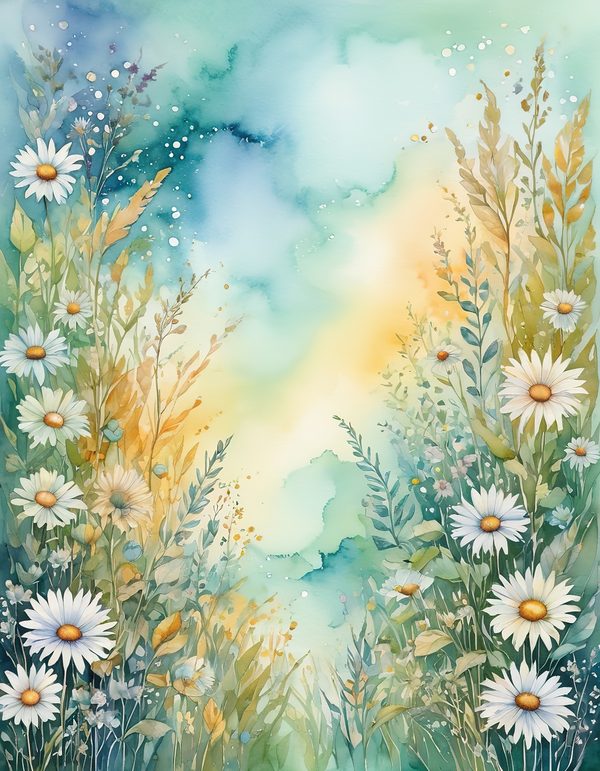 Daisy Yellow White Digital Paper: 14 Printable Pages - Watercolor Scrapbook Paper - Commercial Use — image 8