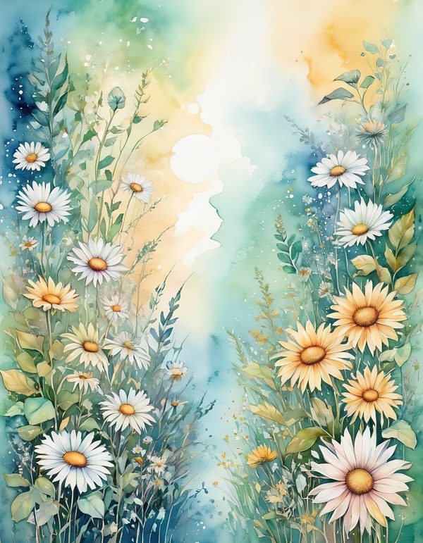 Daisy Yellow White Digital Paper: 14 Printable Pages - Watercolor Scrapbook Paper - Commercial Use — image 9