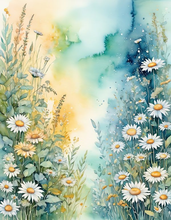 Daisy Yellow White Digital Paper: 14 Printable Pages - Watercolor Scrapbook Paper - Commercial Use — image 11