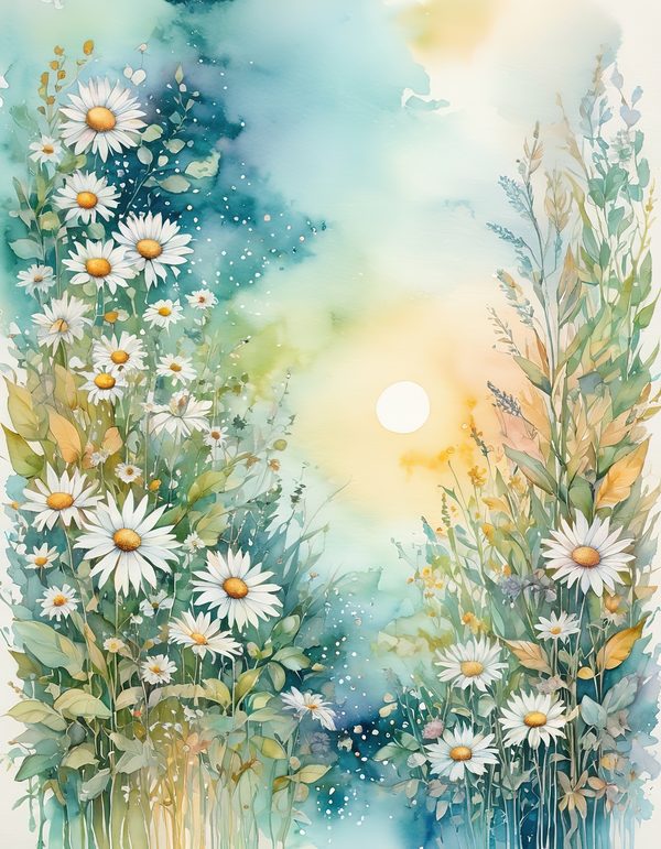 Daisy Yellow White Digital Paper: 14 Printable Pages - Watercolor Scrapbook Paper - Commercial Use — image 12