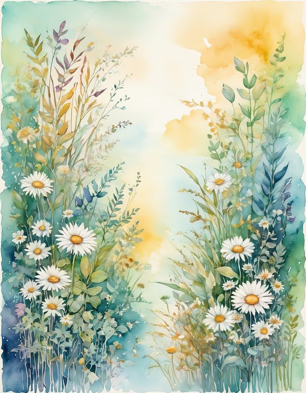 Daisy Yellow White Digital Paper: 14 Printable Pages - Watercolor Scrapbook Paper - Commercial Use — image 13