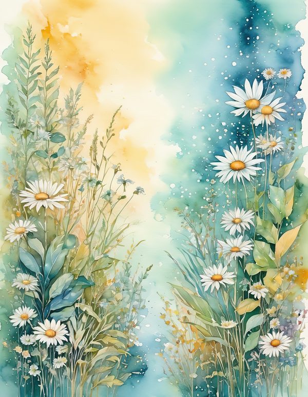 Daisy Yellow White Digital Paper: 14 Printable Pages - Watercolor Scrapbook Paper - Commercial Use — image 14