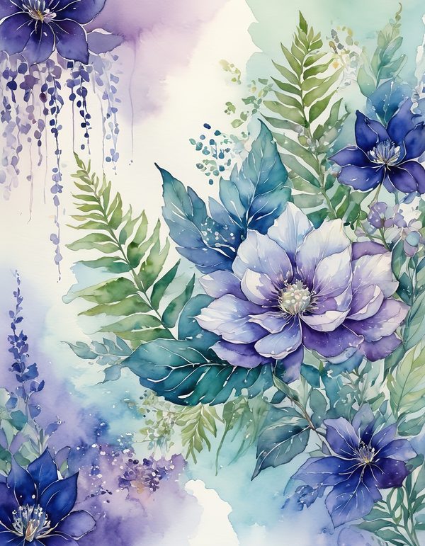 Delphinium Deep Blue Digital Paper: 11 Printable Pages - Watercolor Scrapbook Paper - Commercial Use — image 2