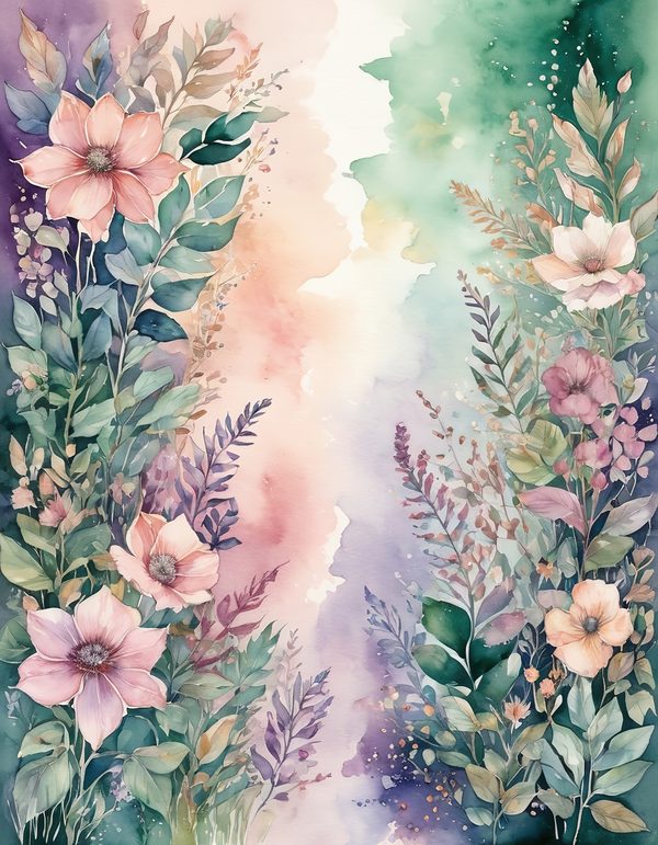 Foxglove Rose Mauve Digital Paper: 14 Printable Pages - Watercolor Scrapbook Paper - Commercial Use — image 1