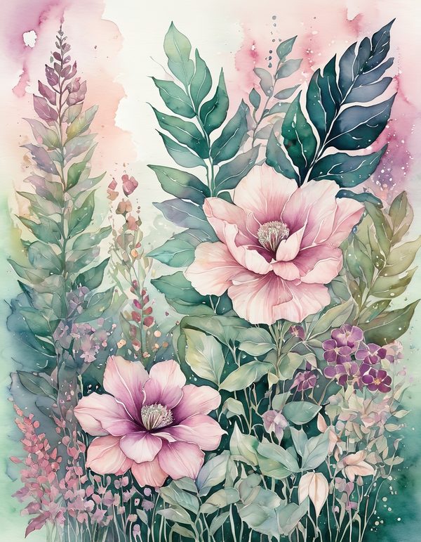 Foxglove Rose Mauve Digital Paper: 14 Printable Pages - Watercolor Scrapbook Paper - Commercial Use — image 4
