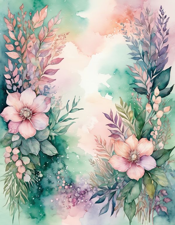 Foxglove Rose Mauve Digital Paper: 14 Printable Pages - Watercolor Scrapbook Paper - Commercial Use — image 5
