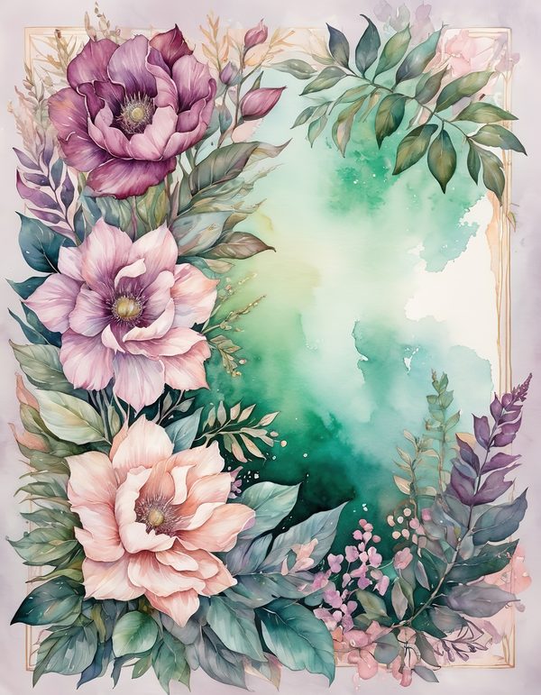 Foxglove Rose Mauve Digital Paper: 14 Printable Pages - Watercolor Scrapbook Paper - Commercial Use — image 6