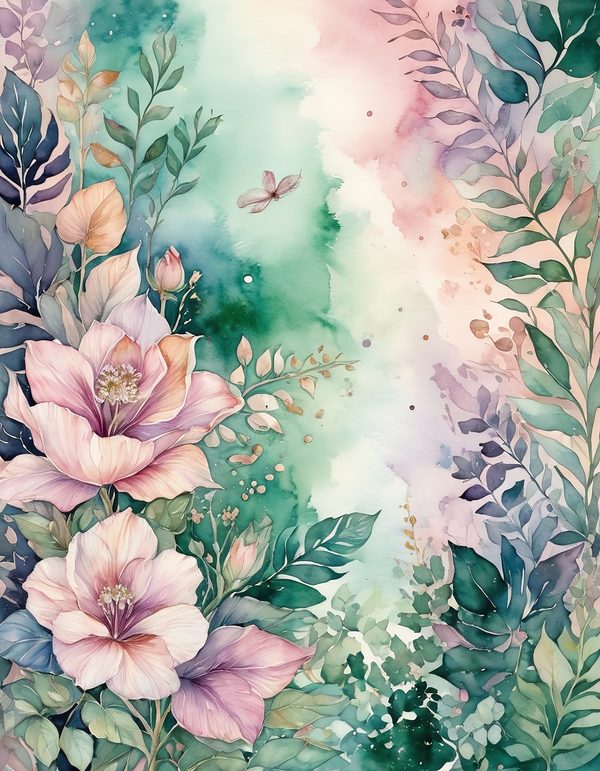Foxglove Rose Mauve Digital Paper: 14 Printable Pages - Watercolor Scrapbook Paper - Commercial Use — image 8