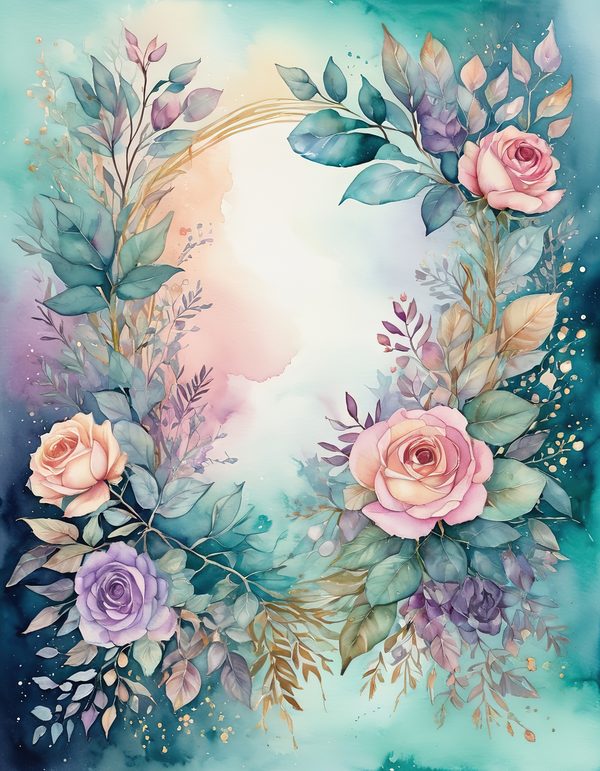 Garden Rose Teal Digital Paper: 14 Printable Pages - Watercolor Scrapbook Paper - Commercial Use — image 6