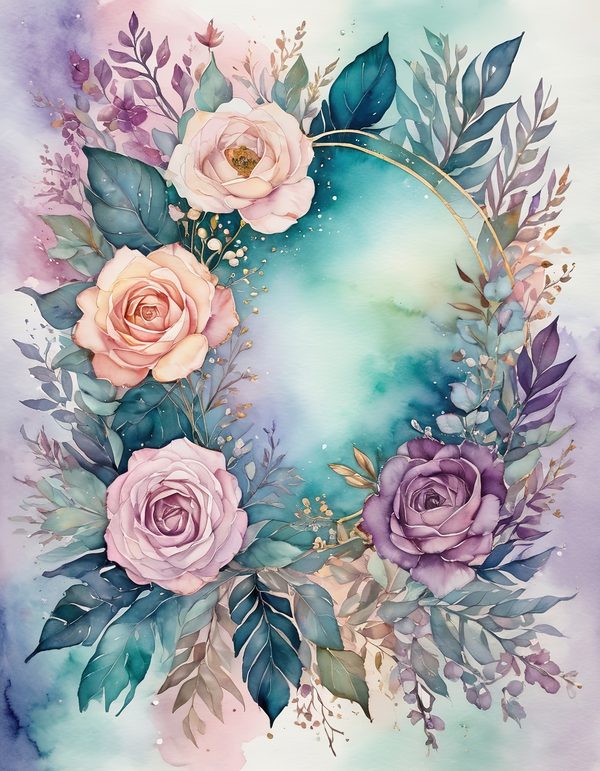 Garden Rose Teal Digital Paper: 14 Printable Pages - Watercolor Scrapbook Paper - Commercial Use — image 7