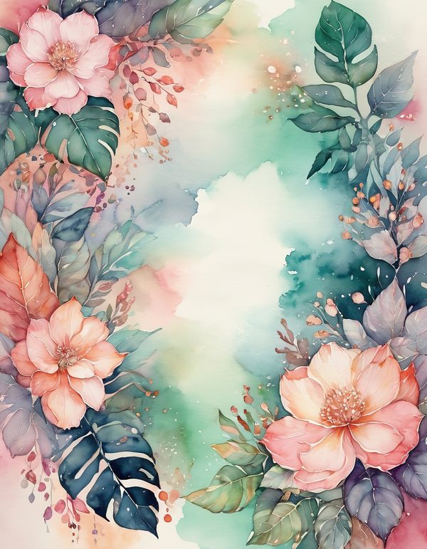 Begonia Coral Pink Digital Paper: 14 Printable Pages - Watercolor Scrapbook Paper - Commercial Use — image 2