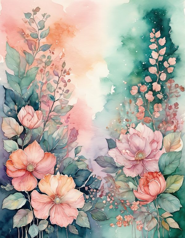 Begonia Coral Pink Digital Paper: 14 Printable Pages - Watercolor Scrapbook Paper - Commercial Use — image 5