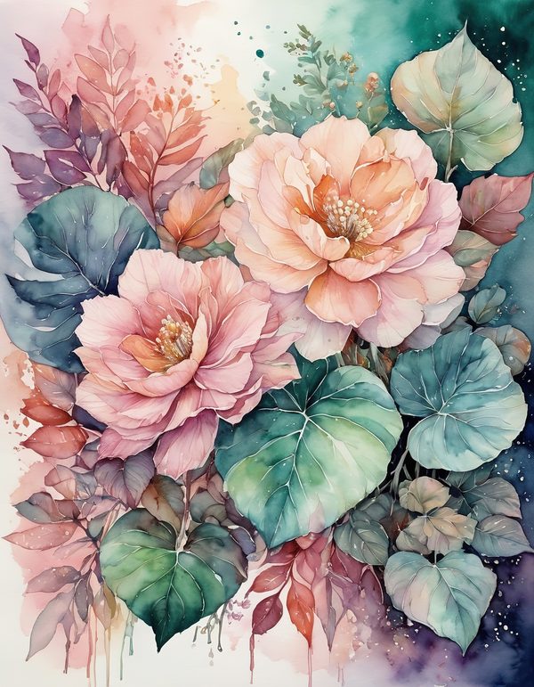 Begonia Coral Pink Digital Paper: 14 Printable Pages - Watercolor Scrapbook Paper - Commercial Use — image 9