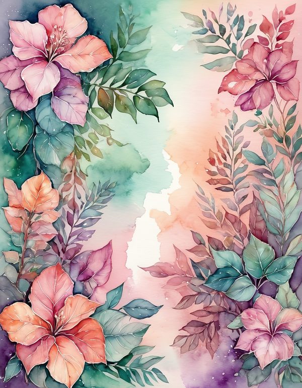 Bougainvillea Magenta Coral Digital Paper: 14 Printable Pages - Watercolor Scrapbook Paper - Commercial Use — image 1
