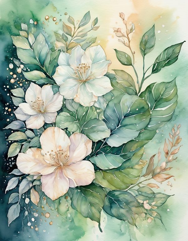 Jasmine White Cream Digital Paper: 10 Printable Pages - Watercolor Scrapbook Paper - Commercial Use — image 3