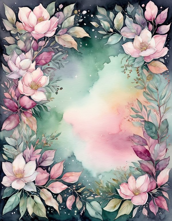 Magnolia Fuchsia Olive Digital Paper: 14 Printable Pages - Watercolor Scrapbook Paper - Commercial Use — image 6