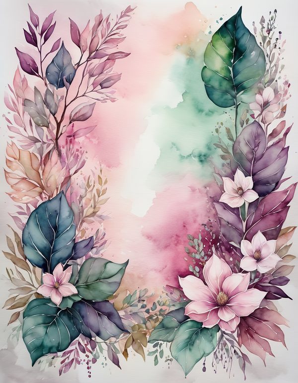 Magnolia Fuchsia Olive Digital Paper: 14 Printable Pages - Watercolor Scrapbook Paper - Commercial Use — image 9