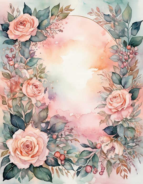 Peach Rose Soft Digital Paper: 14 Printable Pages - Watercolor Scrapbook Paper - Commercial Use — image 1