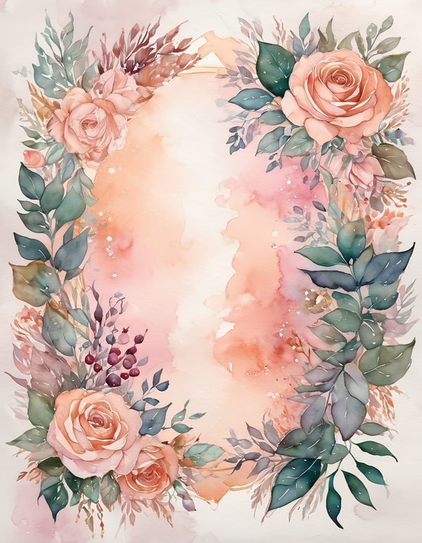 Peach Rose Soft Digital Paper: 14 Printable Pages - Watercolor Scrapbook Paper - Commercial Use — image 3