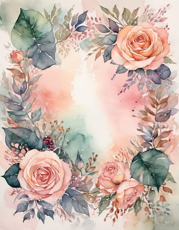 Peach Rose Soft Digital Paper: 14 Printable Pages - Watercolor Scrapbook Paper - Commercial Use — image 4