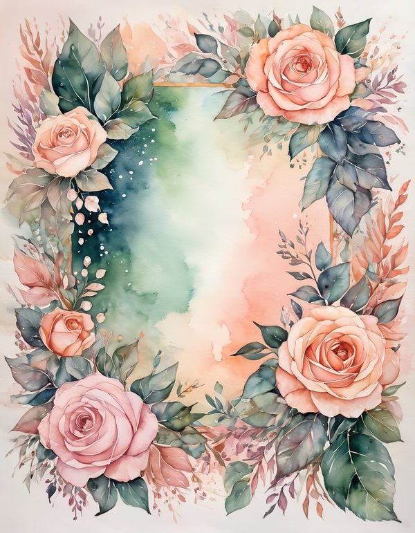 Peach Rose Soft Digital Paper: 14 Printable Pages - Watercolor Scrapbook Paper - Commercial Use — image 5
