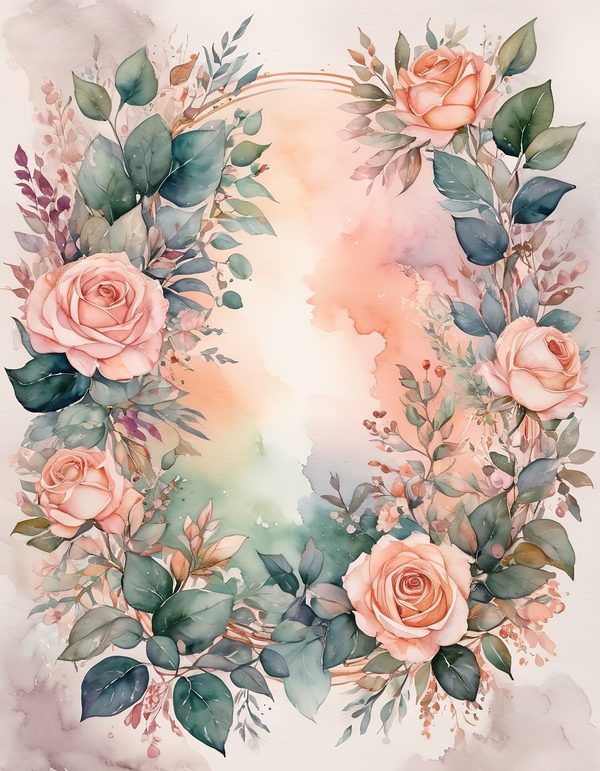 Peach Rose Soft Digital Paper: 14 Printable Pages - Watercolor Scrapbook Paper - Commercial Use — image 6