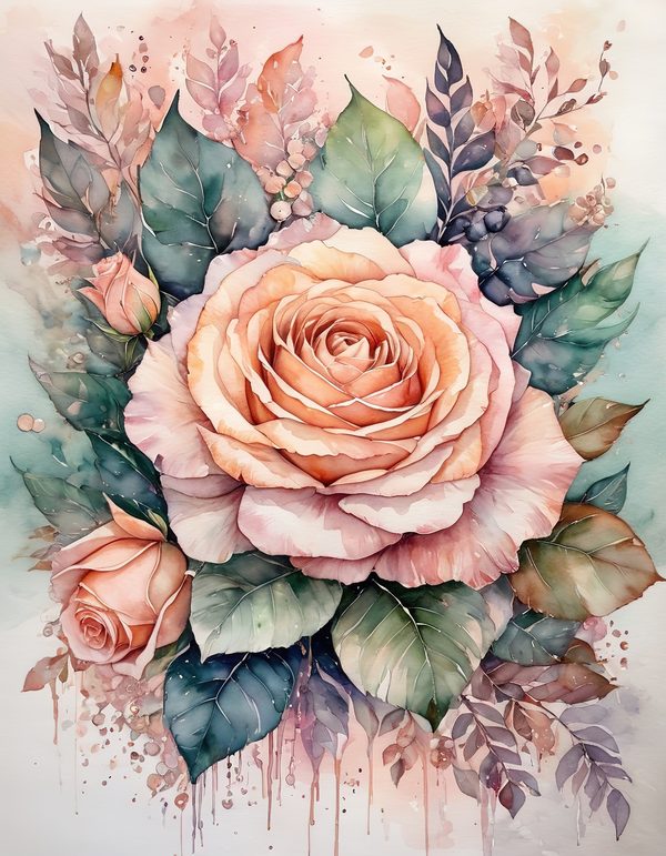 Peach Rose Soft Digital Paper: 14 Printable Pages - Watercolor Scrapbook Paper - Commercial Use — image 7