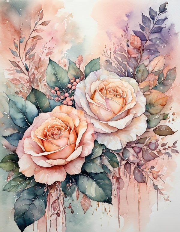 Peach Rose Soft Digital Paper: 14 Printable Pages - Watercolor Scrapbook Paper - Commercial Use — image 8