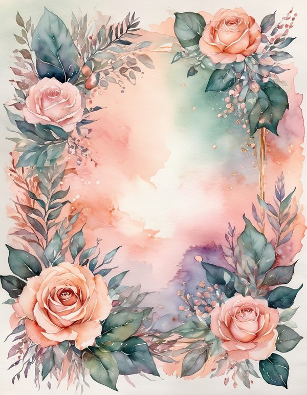 Peach Rose Soft Digital Paper: 14 Printable Pages - Watercolor Scrapbook Paper - Commercial Use — image 11