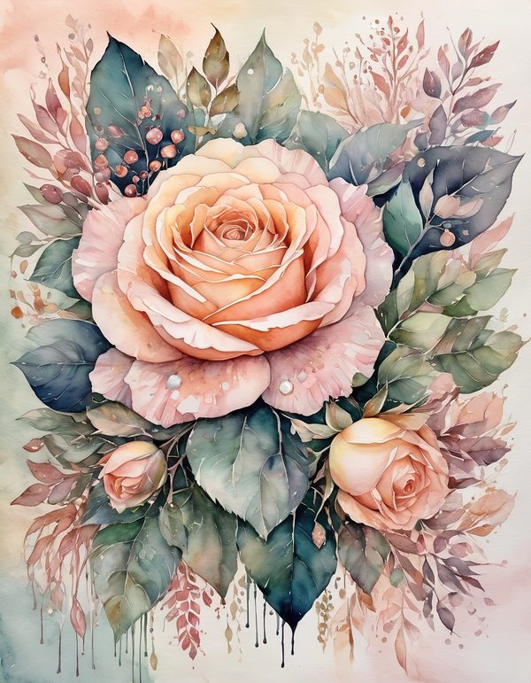 Peach Rose Soft Digital Paper: 14 Printable Pages - Watercolor Scrapbook Paper - Commercial Use — image 12