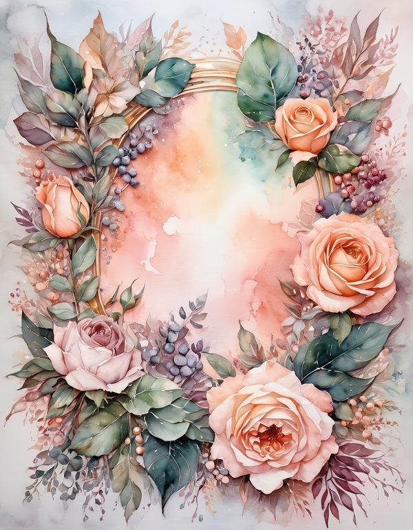 Peach Rose Soft Digital Paper: 14 Printable Pages - Watercolor Scrapbook Paper - Commercial Use — image 13